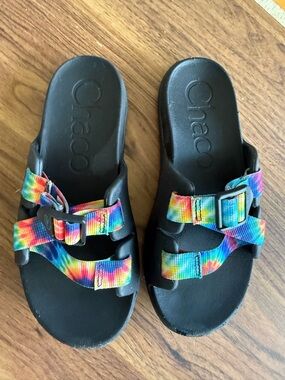 Chaco Chillos Kids Slide Sandals Tie Dye Rainbow Size K4